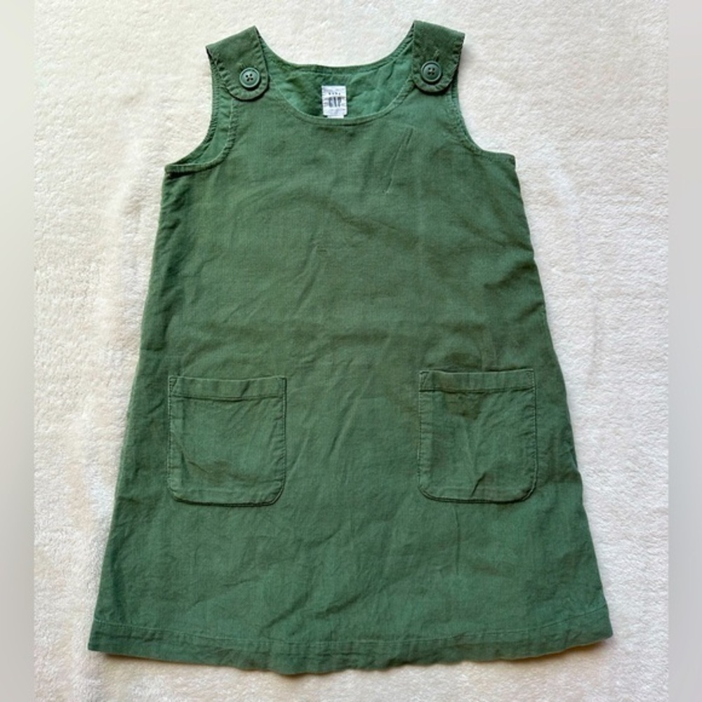 MFS. Gap fine cord green jumper dress with pockets, lined, size 4